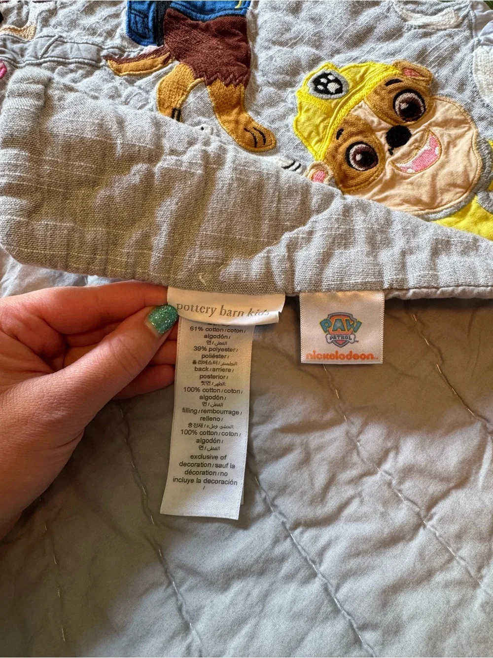 Pottery Barn Paw Patrol Embroidered Toddler Quilt